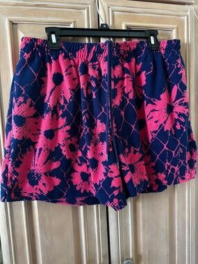 Urban Outfitters Navy and Hot Pink Floral Terry Lounge Shorts
